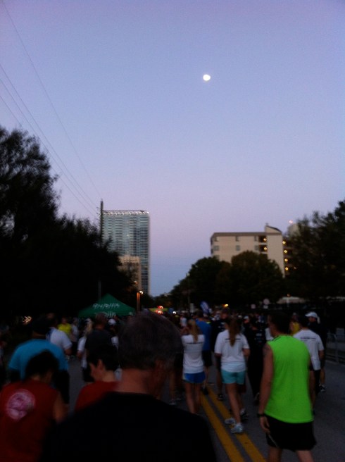 Walking to the start. 